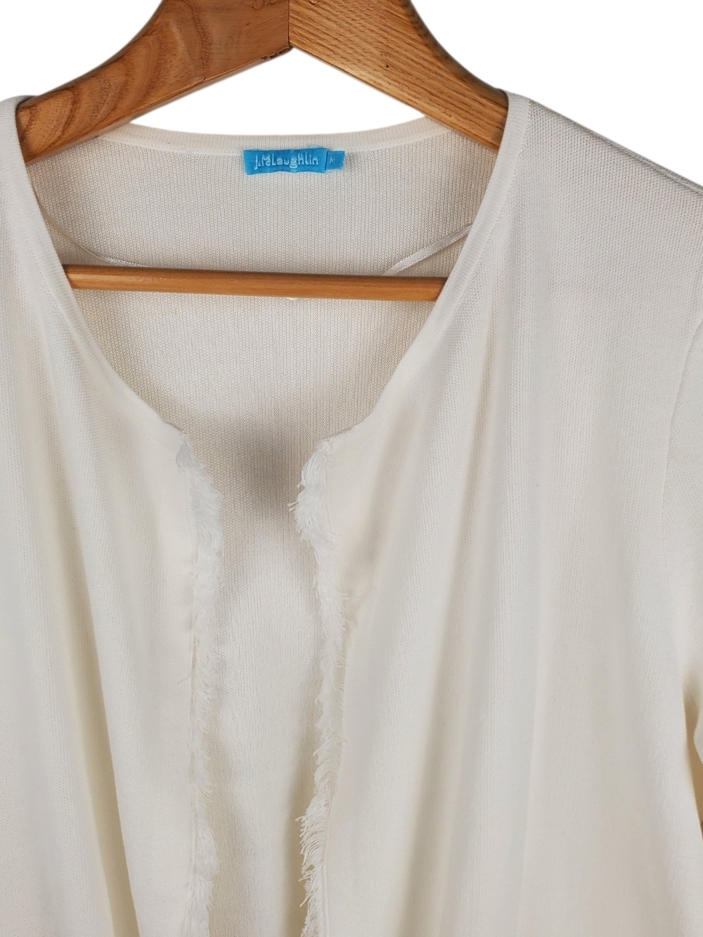 J. McLaughlin White Fringe Knit Cardigan (Size M) . #249 - Picture 3 of 11